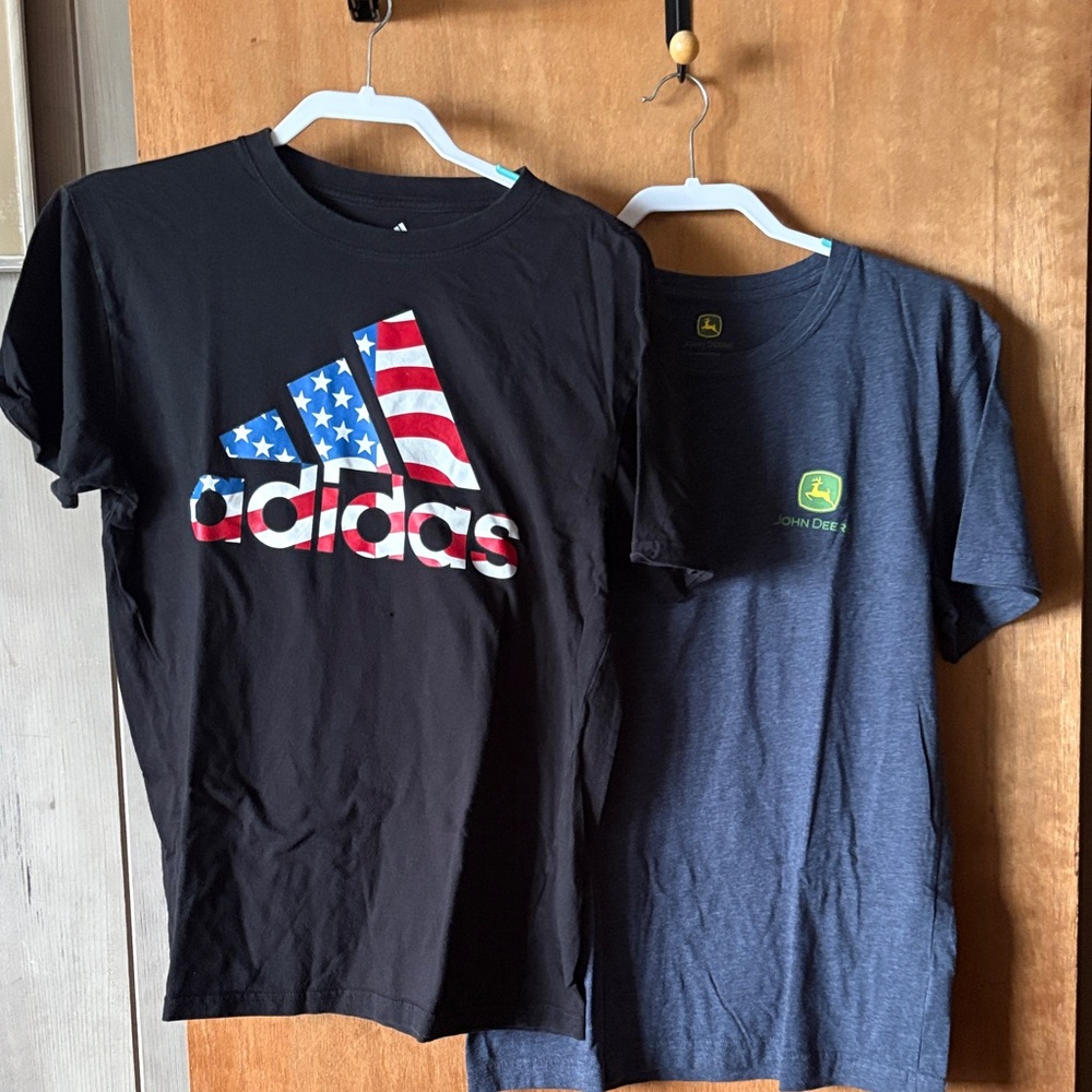 Set of 2 - Men's Tshirt, Black Adidas Golf and Gray John Deere, Size M